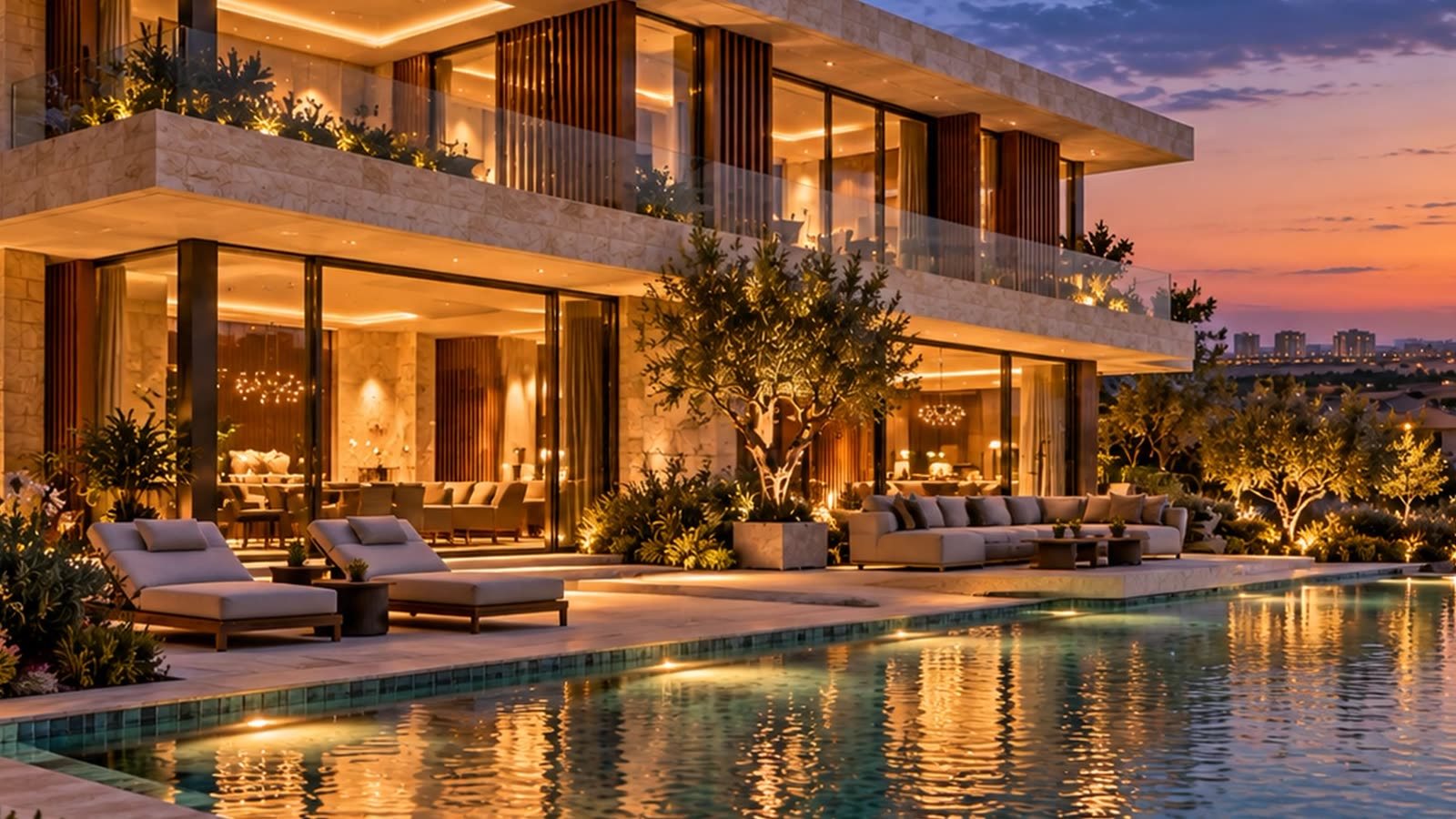 Villa gece aydınlatması